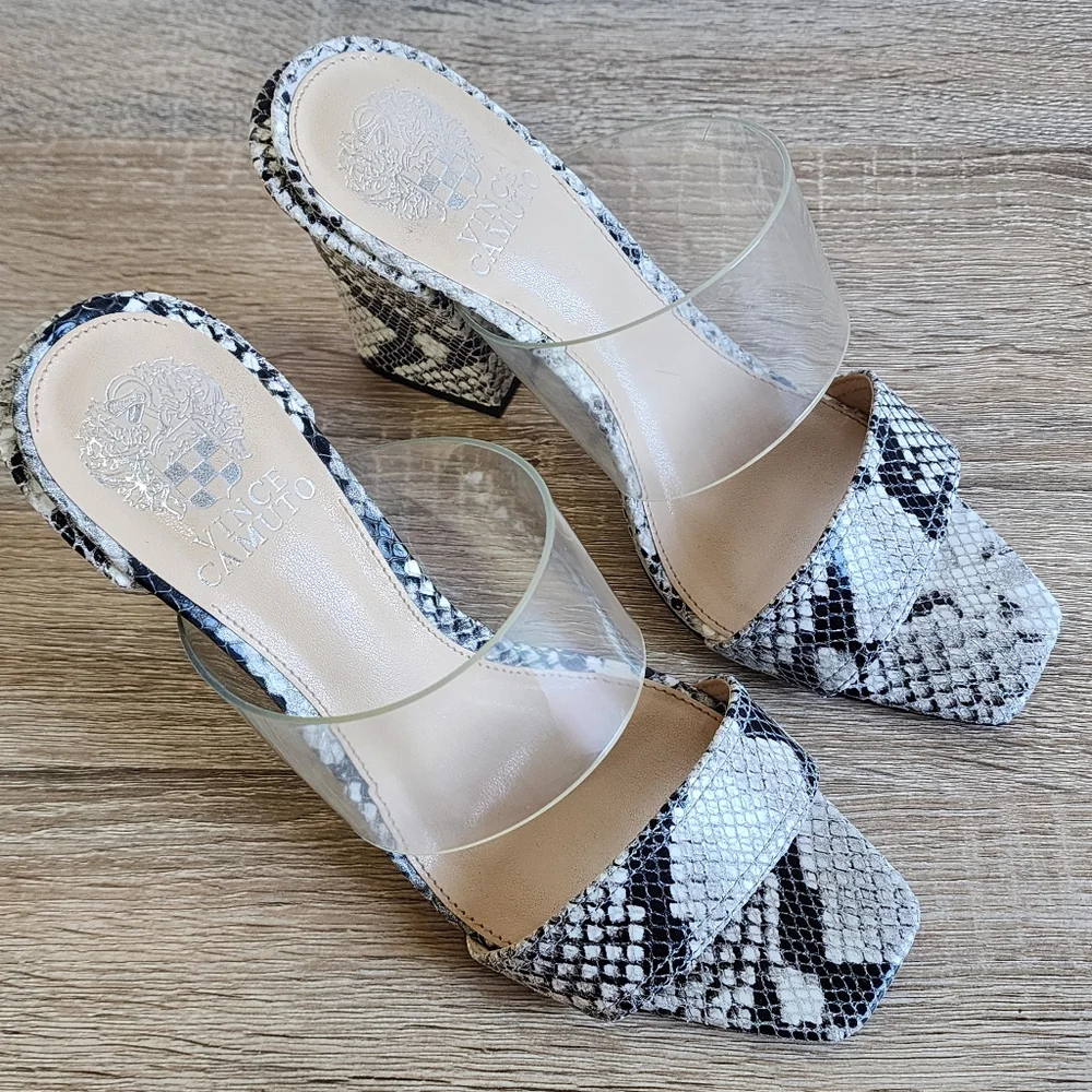 VINCE CAMUTO Felima Snakeskin Leather High Heel Sandal 8M